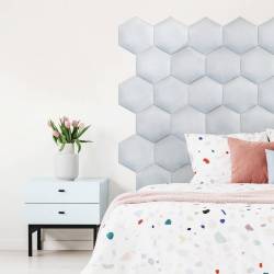 panneau tete de lit hexagonal bleu