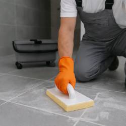 MAT INTER - Platoir éponge striée 28x14cm pour joint carrelage avec poignée ergonomique