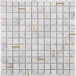 MAT INTER - Feuille 297x297x8mm - Tesselle 20x20mm carrare / insert listel dore