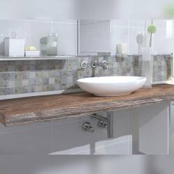 MAT INTER - Feuille 302x302x8mm - Tesselle 48x48 - Travertin peint patchwork - Style méditerranéen